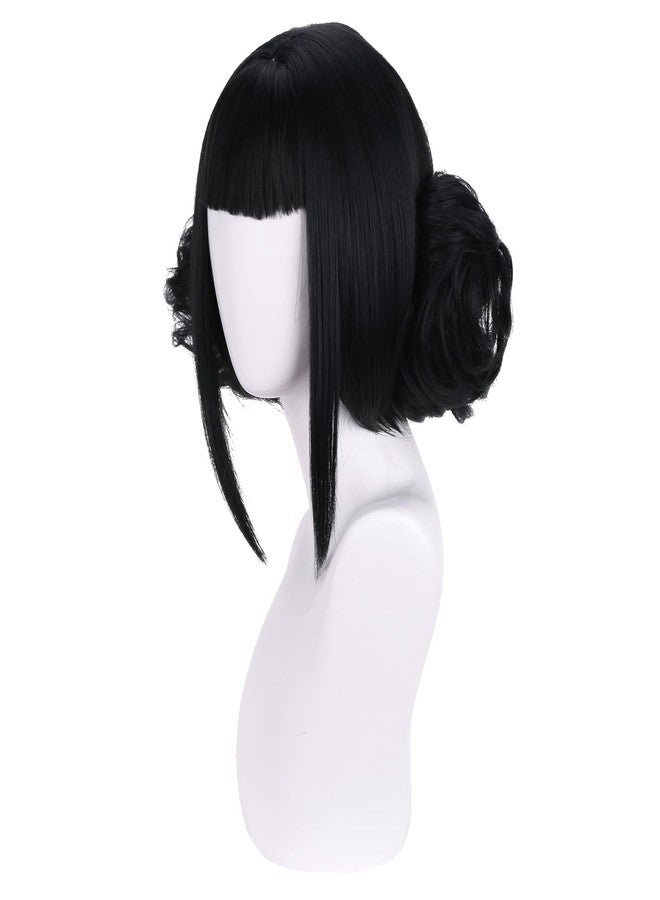 MAGQOO Black Wig with Buns Short Straight Bob Wig with Bangs Cartoon Anime Cosplay Costume Halloween Wigs - Image 3